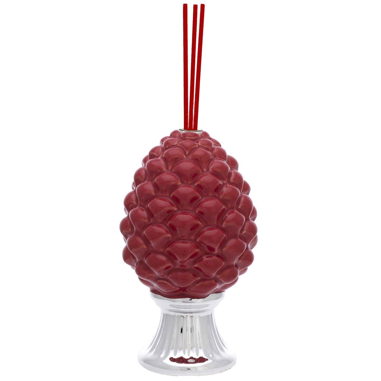 PIGNA CON DIFFUSORE ROSSA CON BASE ARGENTO H. 15
